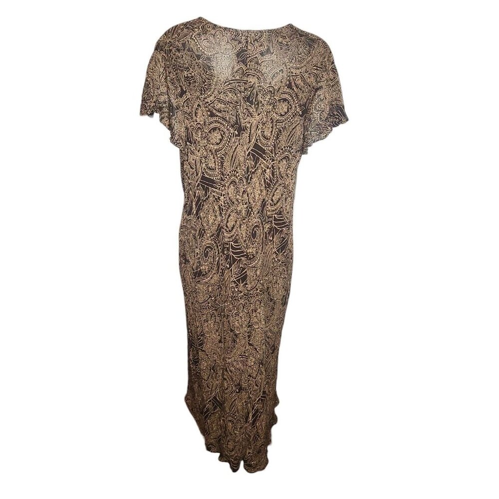 AVENUE Brown Paisley V Neck Short Sleeve Pullover Dress Womens Plus Size‎ 20 - Picture 3 of 7